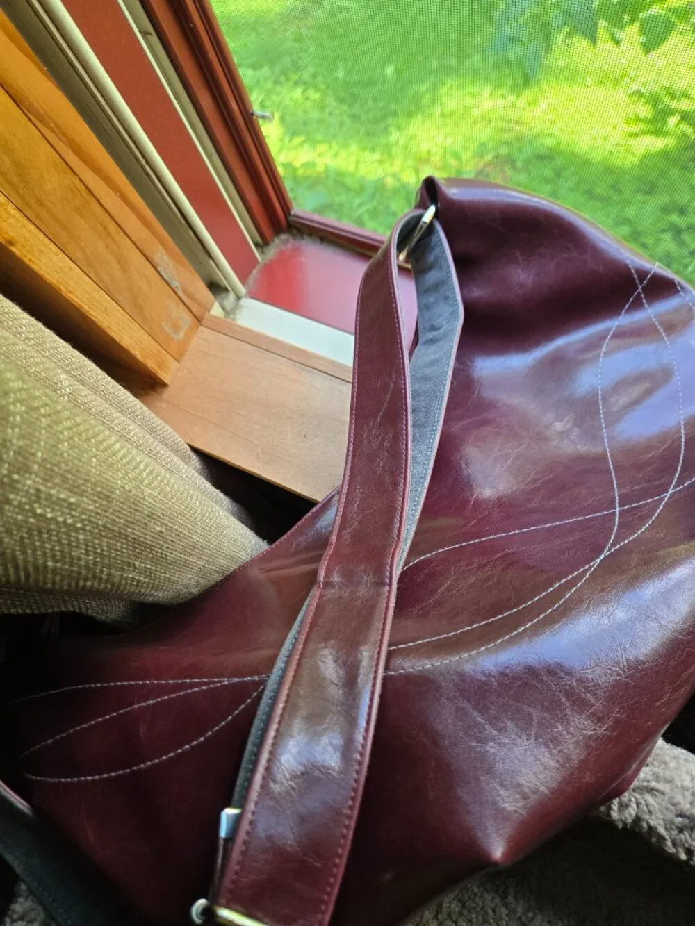 Charleston Large Topstitch Hobo Bag - Coated Canvas VEGAN
